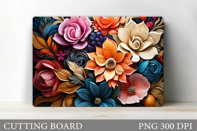 3D Flowers Cutting Board. Flowers Kitchen Cutting Board