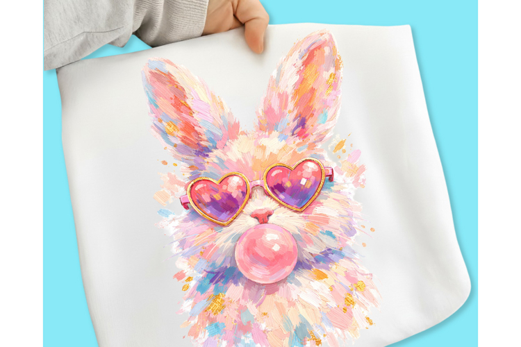 Preppy Painted Bunny for Easter PNG, Bunny Brushstroke PNG
