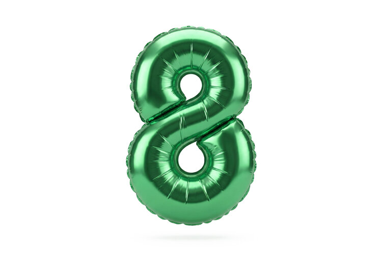 Green Metallic Number 8 Foil Balloon Party Decoration example image 1