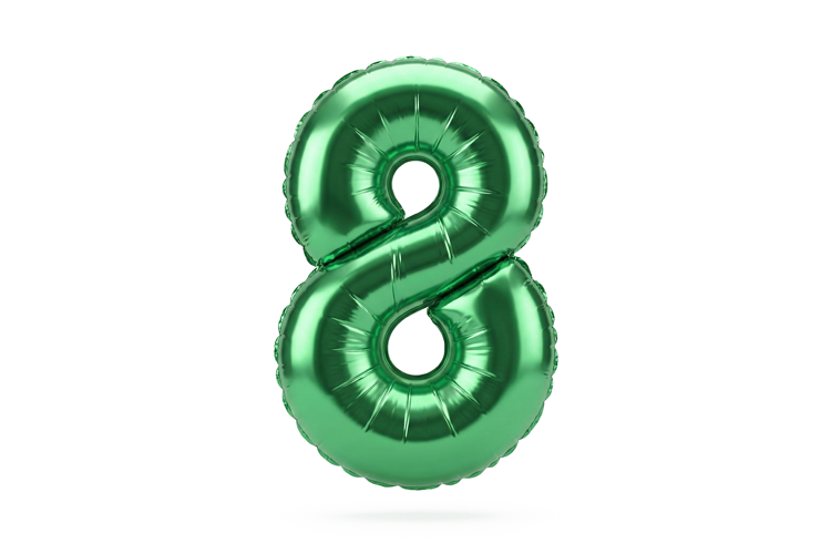 Green Metallic Number 8 Foil Balloon Party Decoration