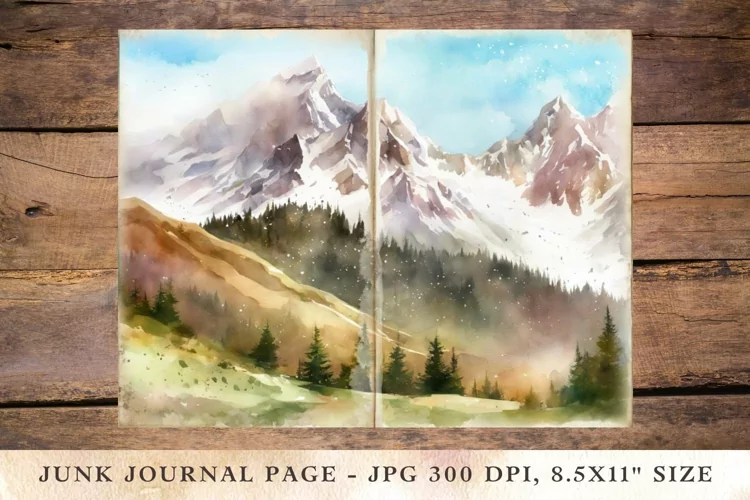 Printable Junk Journal Pages mountain 4