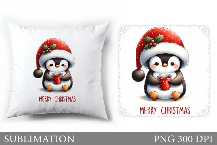Christmas Penguin Pillow. Christmas Pillow Sublimation example image 1