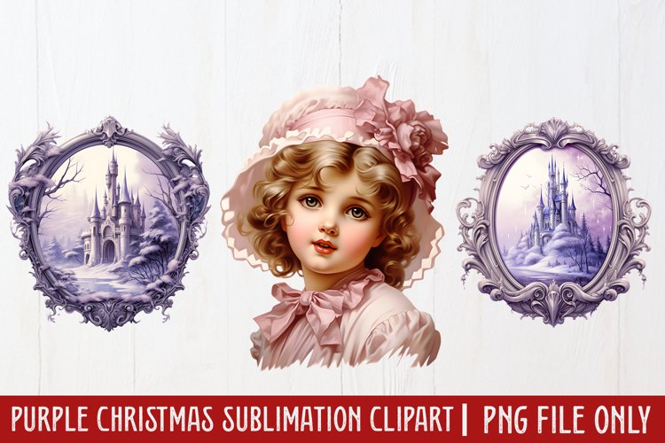Purple Christmas Sublimation clipart example image 1