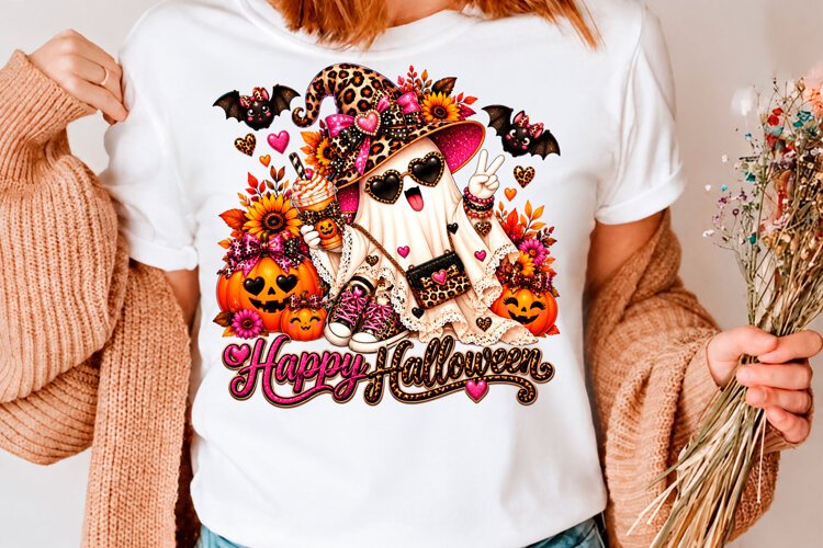 Happy Halloween Leopard Ghost PNG example image 1