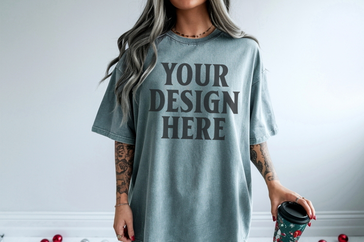 Bay Christmas Comfort Colors 1717 TShirt Mockup,cc1717 mock
