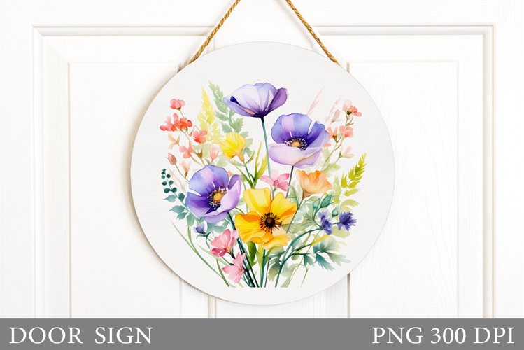 Wildflowers Door Sign Sublimation. Flowers Door Sign Design