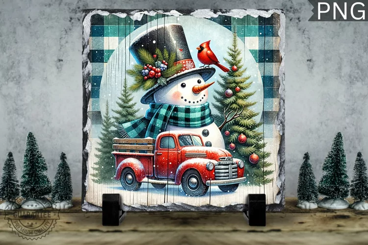 Christmas Snowman, Christmas Square Sublimation Slate Design