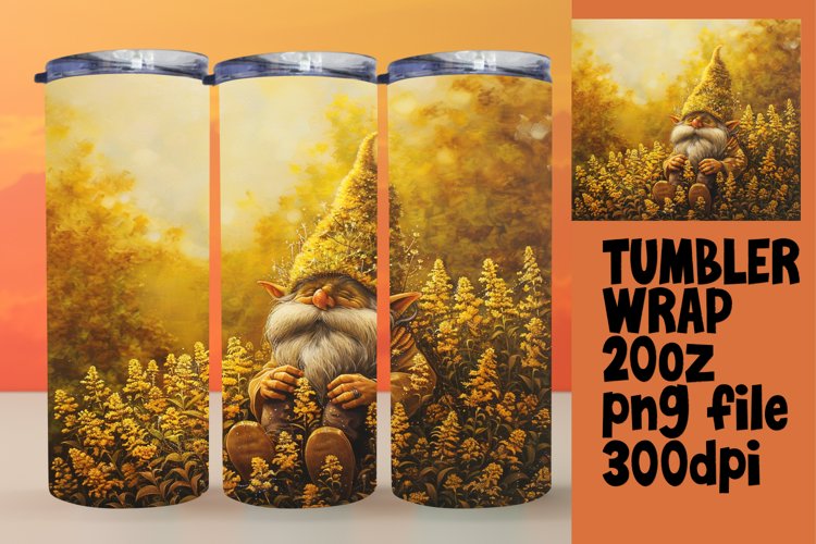 Summer Bloom Gnome Tumbler Wrap 20oz example image 1