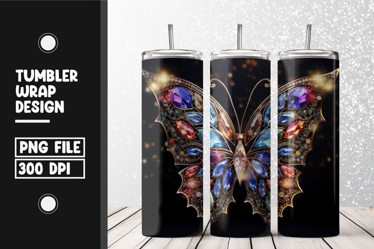 Butterfly Tumbler Wrap | Sublimation | 20 oz Skinny Tumbler example image 1