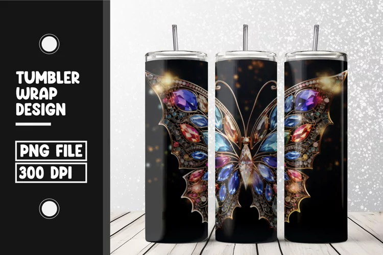 Butterfly Tumbler Wrap | Sublimation | 20 oz Skinny Tumbler