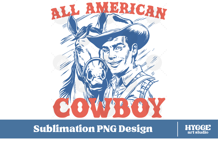 All American Cowboy 4th of July USA Eagle Horse PNG DTF