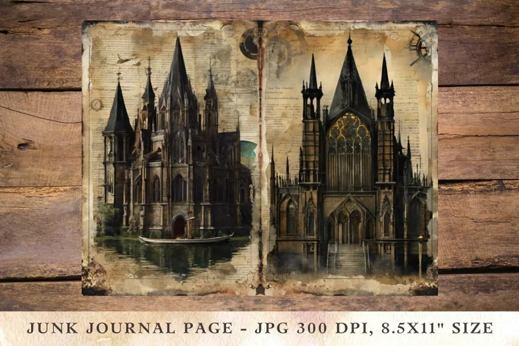 Printable Junk Journal Pages gothic castle 2