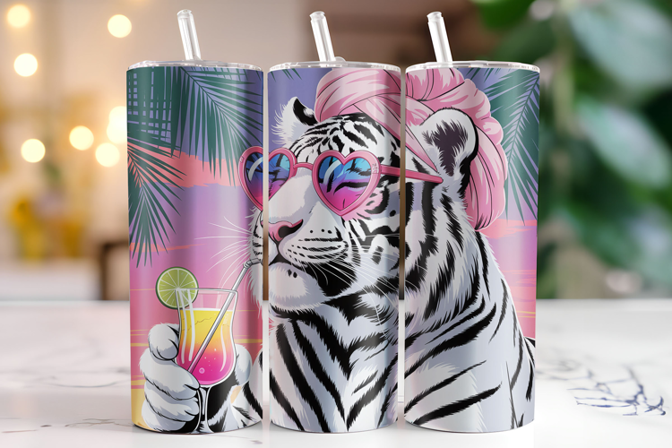 White Tiger Tumbler Wrap | Sublimation | Tumblers