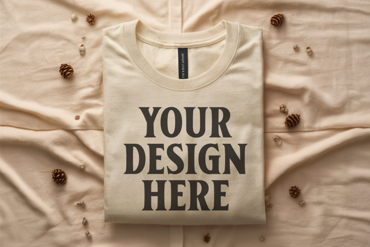 Heather Dust Bella Canvas 3001 Flat Lay T-Shirt Mockup