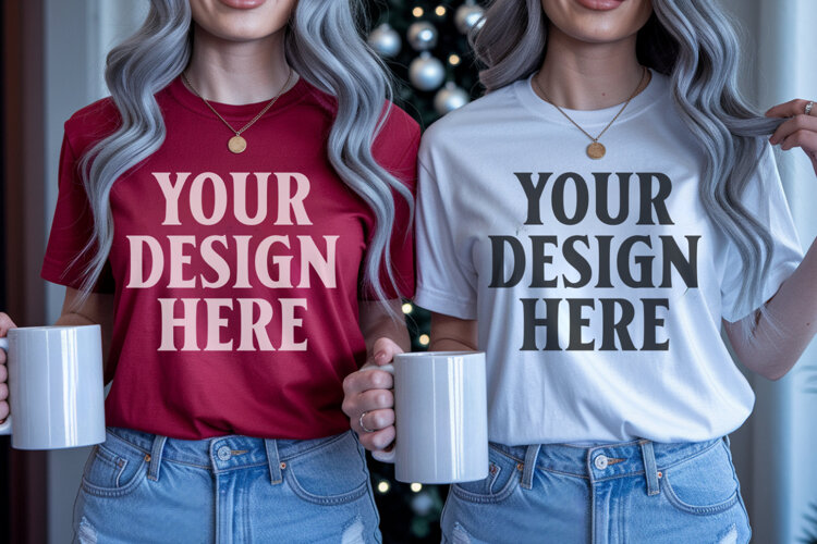 Bella Canvas 3001 Christmas Couple Mockup ,3001 Couple Mock example image 1