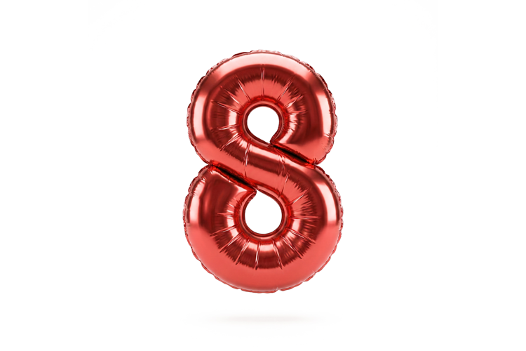 Red Metallic Number 8 Foil Balloon Party Decoration