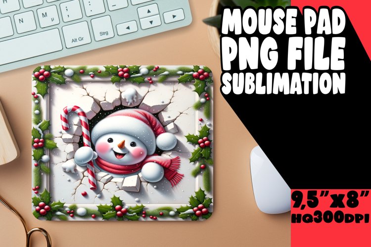 Playful 3D Hole in Wall Christmas Desk Mat example image 1