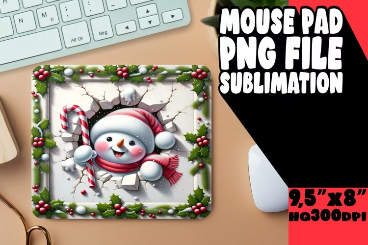 Playful 3D Hole in Wall Christmas Desk Mat