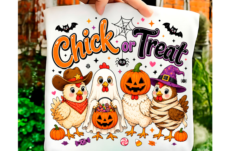 Chick or Treat Halloween Chickens PNG