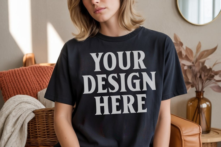 Black Tshirt Mockup Image 4