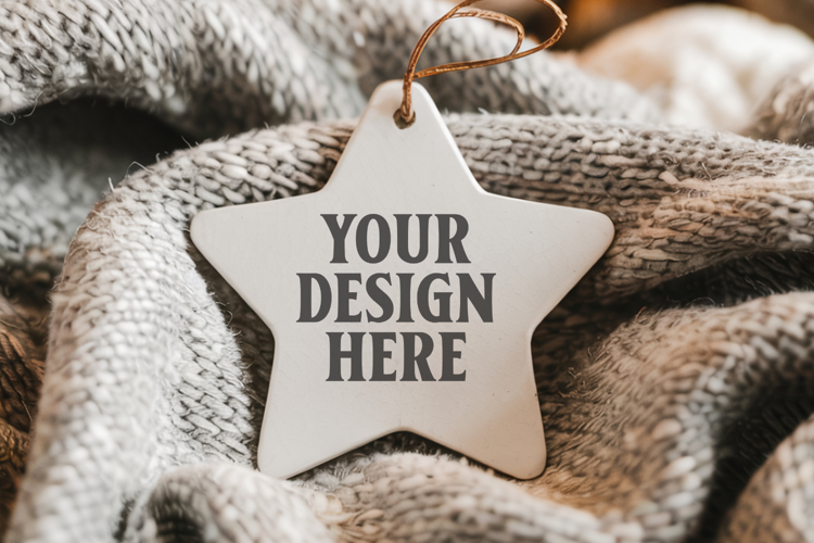Christmas Star Ceramic Ornament Mockup | Holiday Star