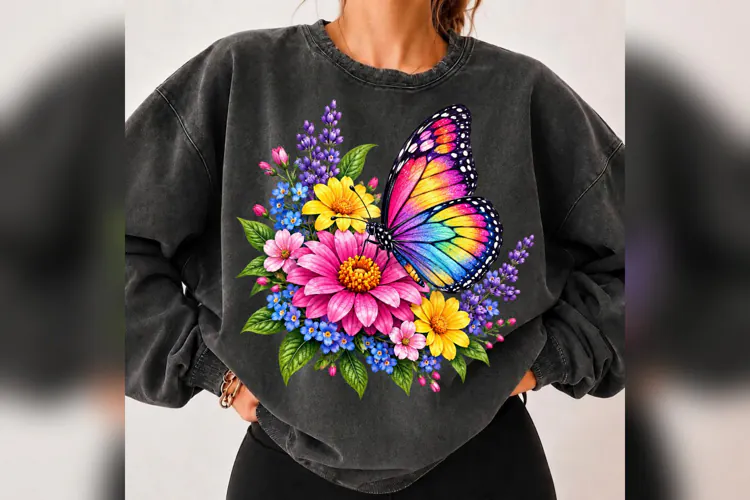 Colorful Butterfly PNG, Floral Butterfly Garden Design