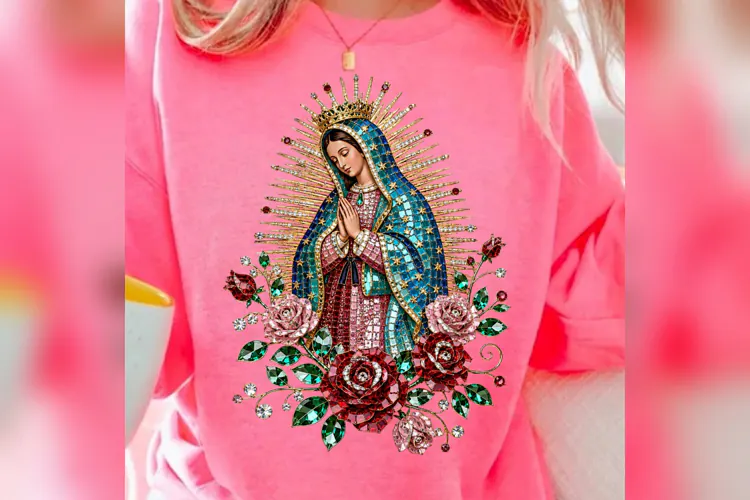 Our Lady of Guadalupe PNG, Virgin Mary Rhinestone Design