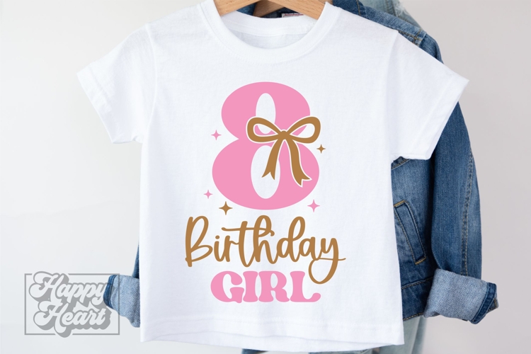 8th Birthday Girl SVG - Eight Bow 8 Birthday Girl PNG