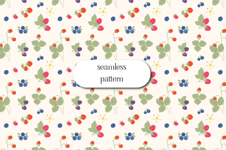 Mixed Berry Seamless Pattern | Cottagecore Fruit Fabric