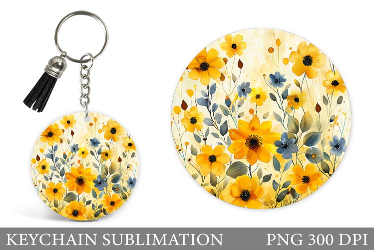 Wildflowers Keychain Design. Flowers Keychain Sublimation