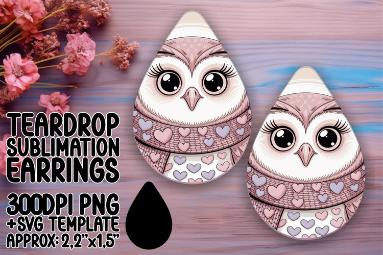 Elegant Teardrop Sublimation Template for Earrings , Valenin