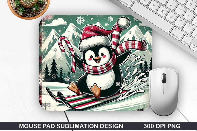 Penguin Mouse Pad Sublimation, Christmas Mouse Pad PNG