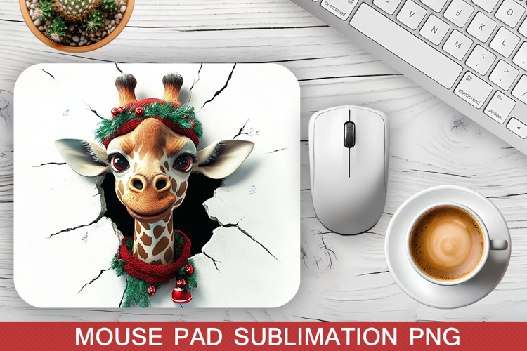 Christmas Giraffe Mouse Pad Sublimation -Christmas Mouse Pad