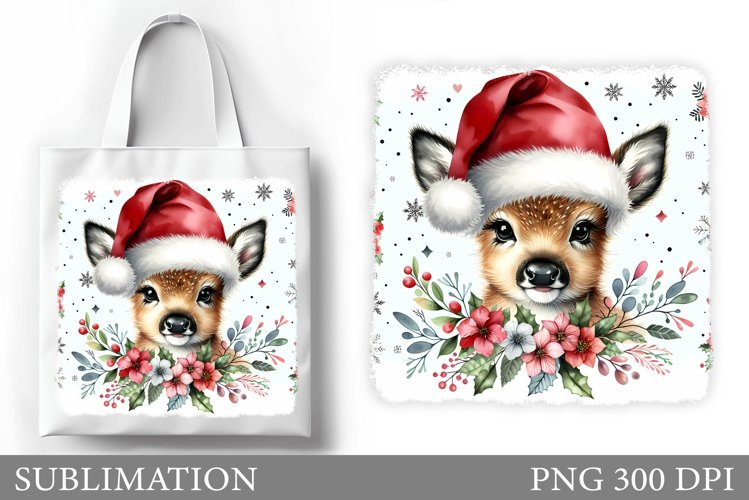 Christmas Deer Tote Bag. Christmas Tote Bag Sublimation example image 1