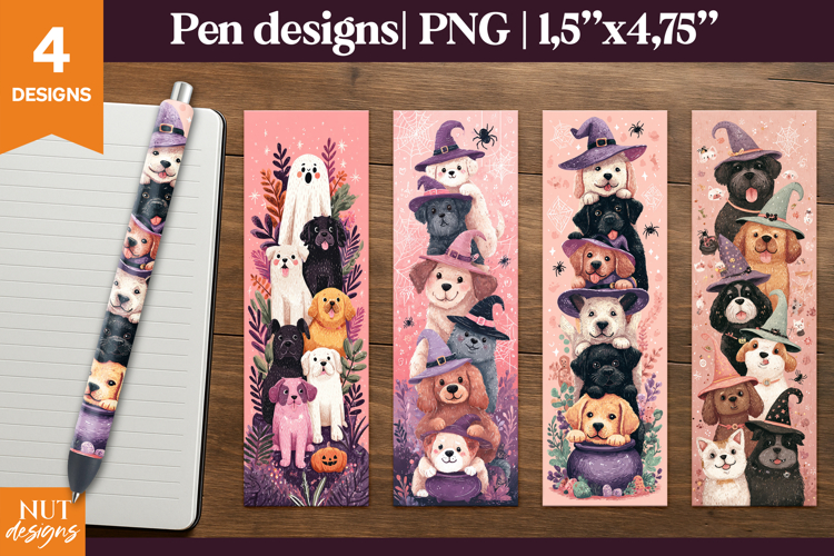Funny Halloween dog pen designs. Waterslide pen wraps