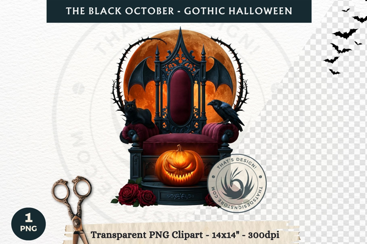 The Black October Gothic Halloween Clipart, Horror character