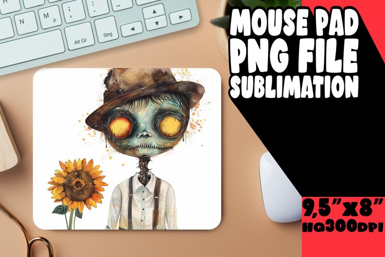 Watercolor Scarecrow Mouse Pad - Halloween PNG