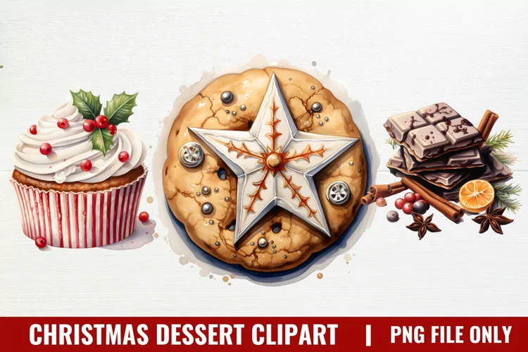 Christmas Dessert Clipart Sublimation, Dessert Clipart