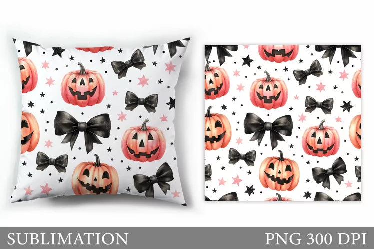 Cute Pumpkin Pillow Design. Cute Halloween Sublimation