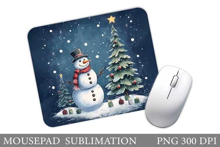 Snowman Mouse Pad Sublimation. Christmas Mouse Pad