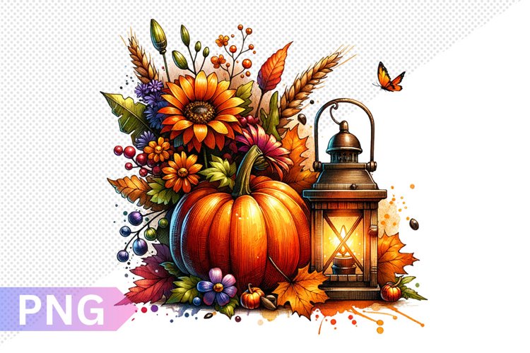 Autumn Harvest Pumpkin Sublimation - Pumpkin Clipart Design