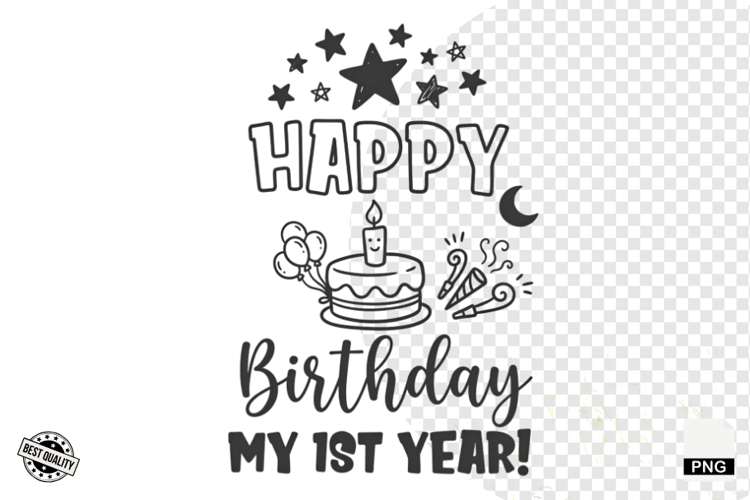 1st Birthday Sublimation PNG - Baby PNG - Birthday PNG example image 1