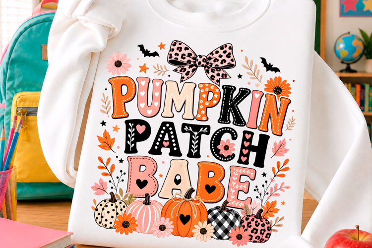 Pumpkin Patch Babe Preppy Fall Halloween PNG