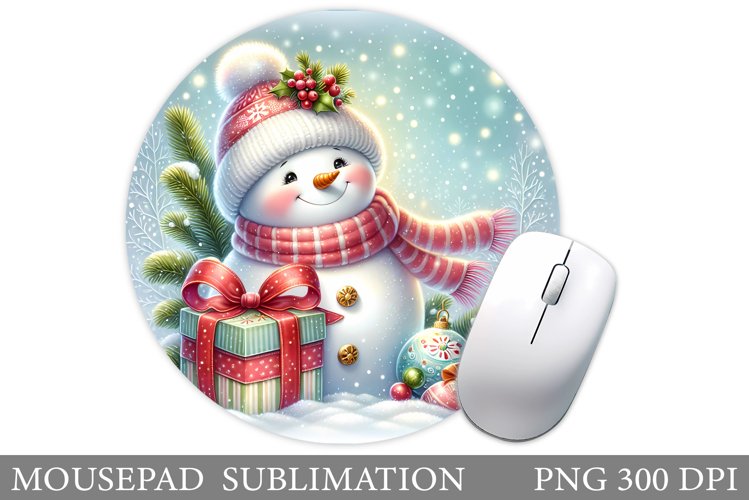 Snowman Mouse Pad Design. Christmas Mouse Pad Sublimation
