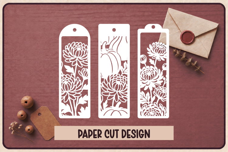 3 Autumn Paper Cut Bookmarks SVG