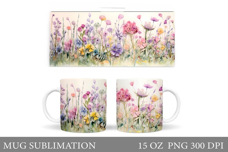 Flowers Mug Wrap Design. Wildflowers Mug (4679431)