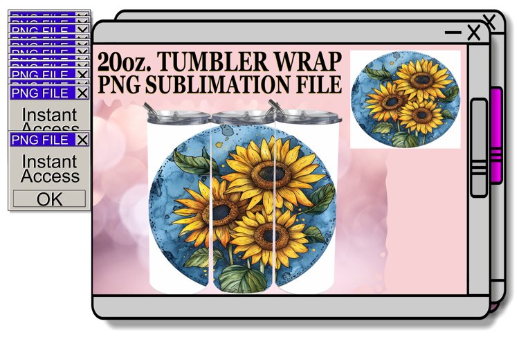 Spring Blossom Denim Tumbler Wrap 20oz example image 1