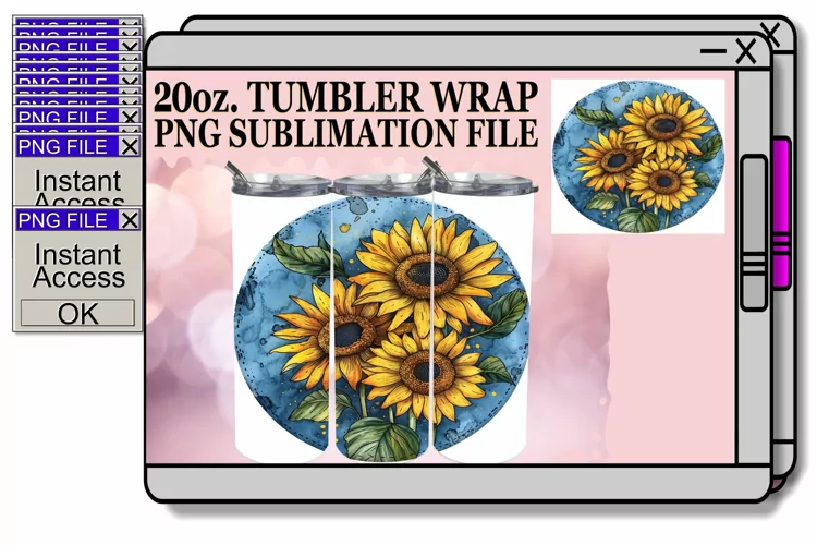 Spring Blossom Denim Tumbler Wrap 20oz
