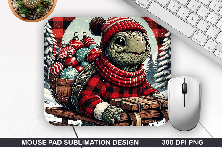 Turtle Mouse Pad Sublimation, Christmas Mouse Pad PNG
