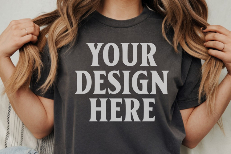 Comfort Colors 1717 Charcoal T-Shirt mockup , CC 1717